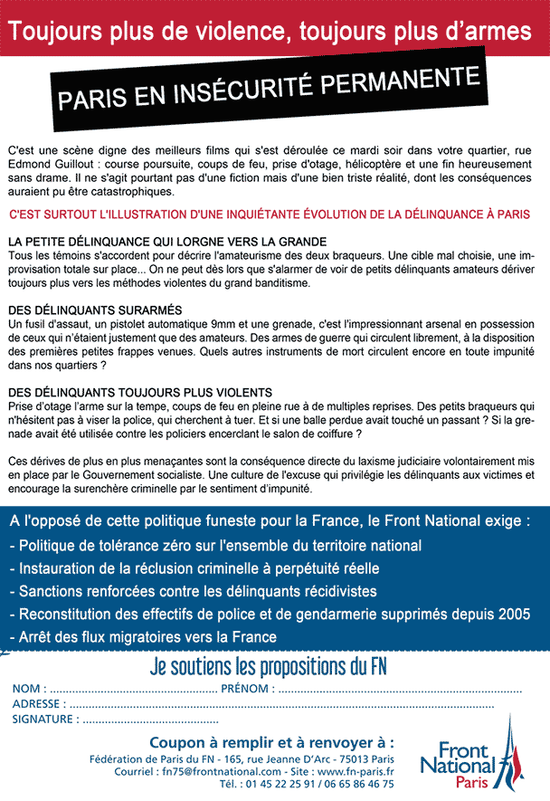 Toujours plus de violence, toujours plus d'armes :  Paris en insécurité permanente