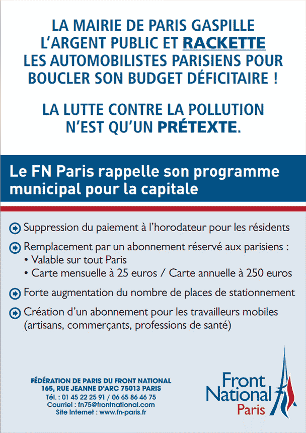 Télécharger Résidents, professionnels, le FN agit contre  le racket du stationnement de Paris