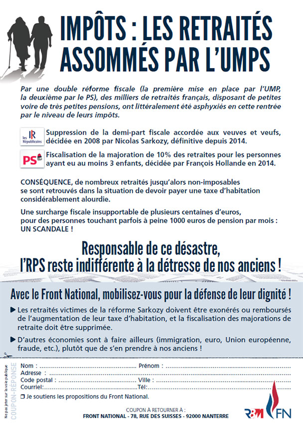 Titre Asphyxie fiscale : protégeons nos anciens