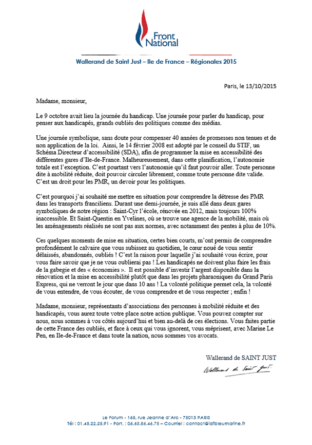 Handicap : ma lettre aux associations