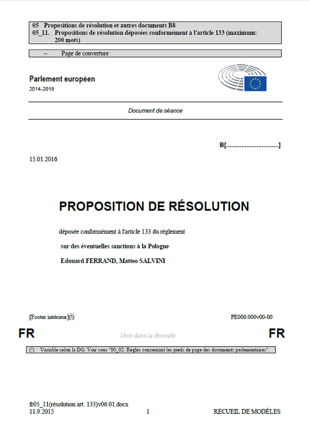 Lire Résolution du groupe ENF pour soutenir la Pologne attaquée dans sa souveraineté par l'Union européenne 