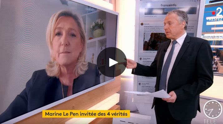Marine Le Pen sur France 2 et France Info